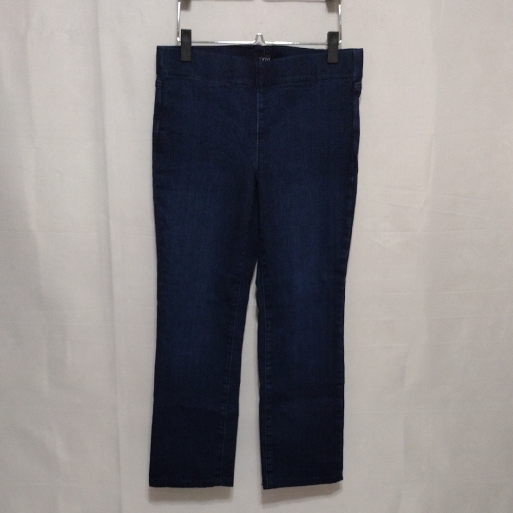 NYDJ Lift Tuck Pull-On High Rise Slim Straight Dark Wash Stretch Jeans Size 4
